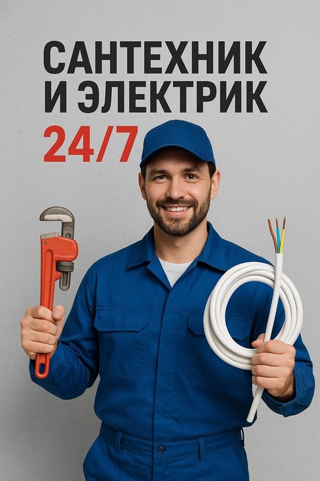Услуги Сантехник и Электрик  срочный 24/7