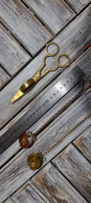 Ретро прибори за свещи капаче ножица мед месинг