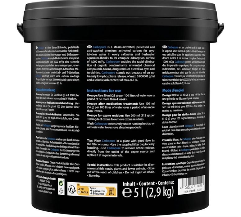Cărbune activ pentru acvarii – ARKA Carbopure 5000 ml acvaristica