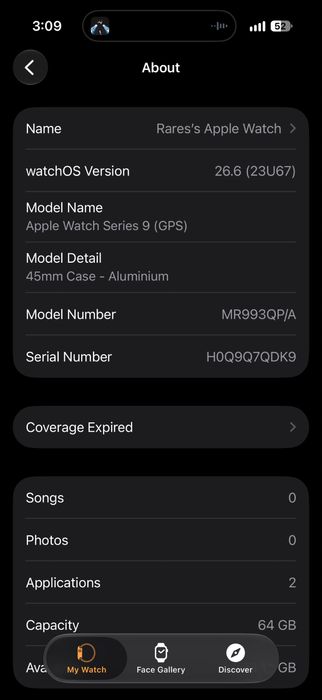 Apple watch seria 9 45mm GPS negru