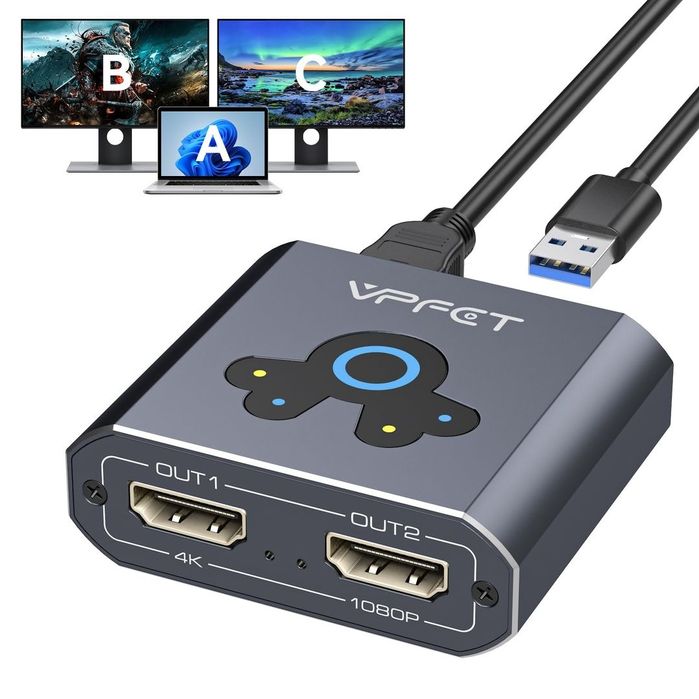 Splitter HDMI Dual Display VPFET 4K 60Hz USB 3.0