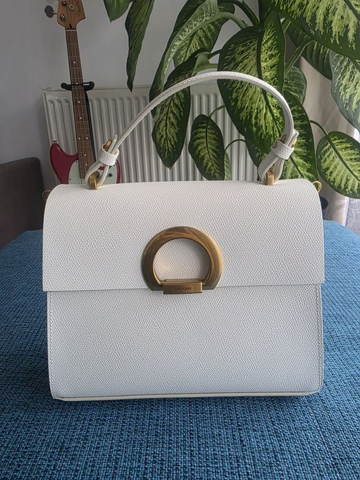 Geantă piele naturală Onocan albă - nouă