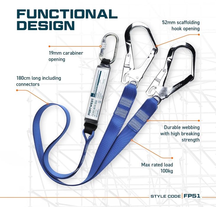 Șnur dublu din pânză Portwest cu amortizor, mărime universală