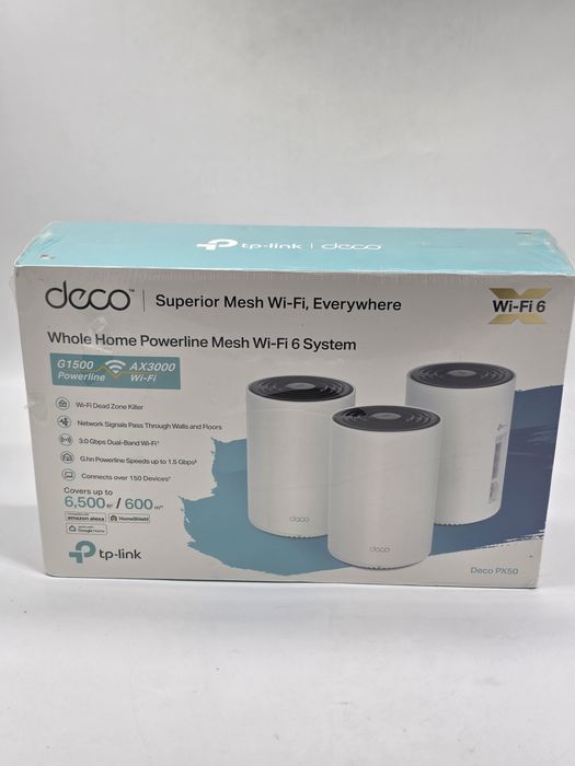 Sistem Wi-Fi Mesh TP-LINK DECO PX50(3-PACK) AX3000, alb, SIGILAT