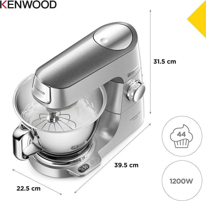 ПРОМО Нов Мощен 2г Гаранция Планетарен Миксер Кухненски Робот Kenwood KVC85.004SI Chef Titanium