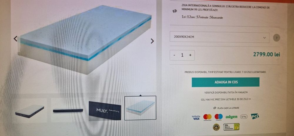 Saltea Dormeo ( Mlily ) Noua sigilata 200x90x24 cm