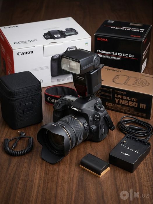 Фотокомплект Canon EOS 80D + Sigma 17-50mm f/2.8 + Вспышка Yongnuo