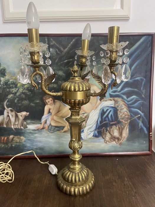 Lampa veioza  sfeșnic bronz