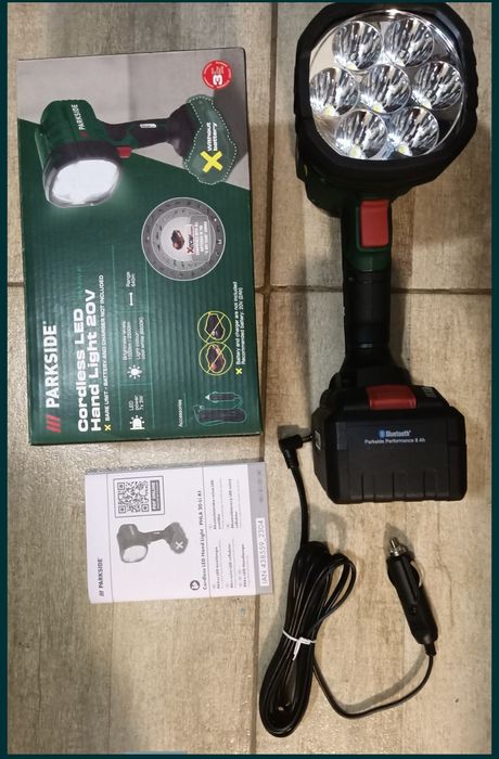 Parkside lanterna lampa proiector cu baterie 20V si auto 12V