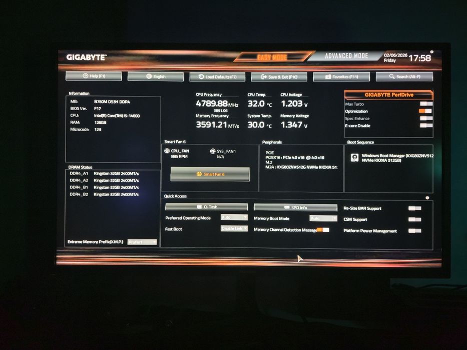 Kit RAM 128GB DDR4 3600MHz 4×32GB Intel AMD Threadripper Ai LLM 70B