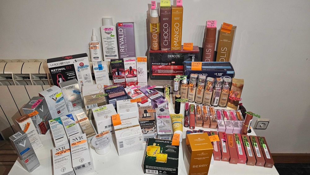 НОВИ грим Loreal фон дьо тен/коректор Maybelline червила руж и други