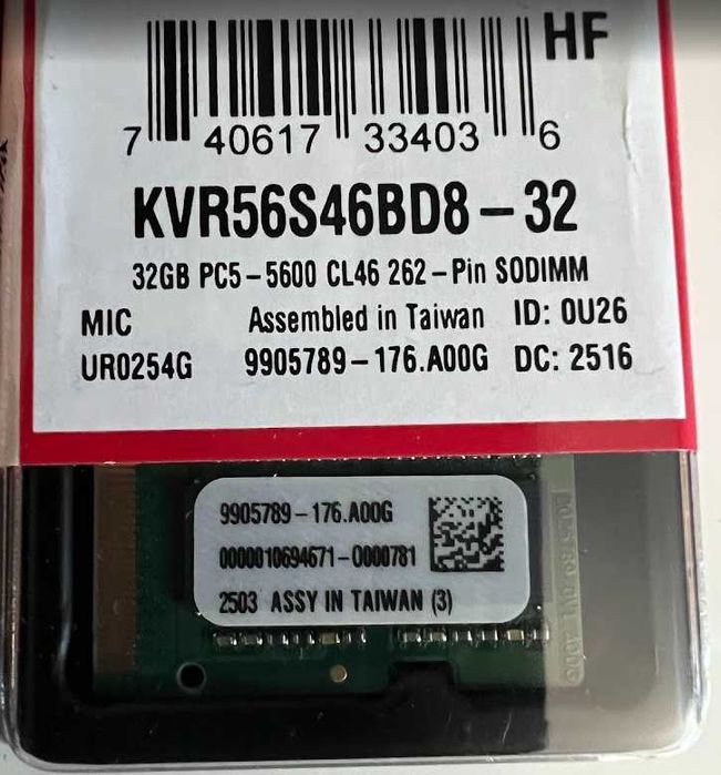 Оперативна памет Kingston - KVR56S46BD8-32, 32GB, DDR5, 5600MHz