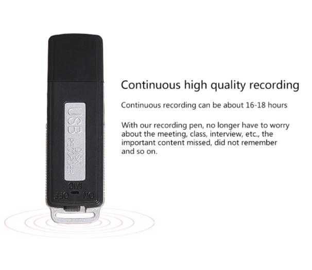 Ученически Диктофон Флашка Аудио Рекордер Скрит Звукозапис 24Часа 16Gb