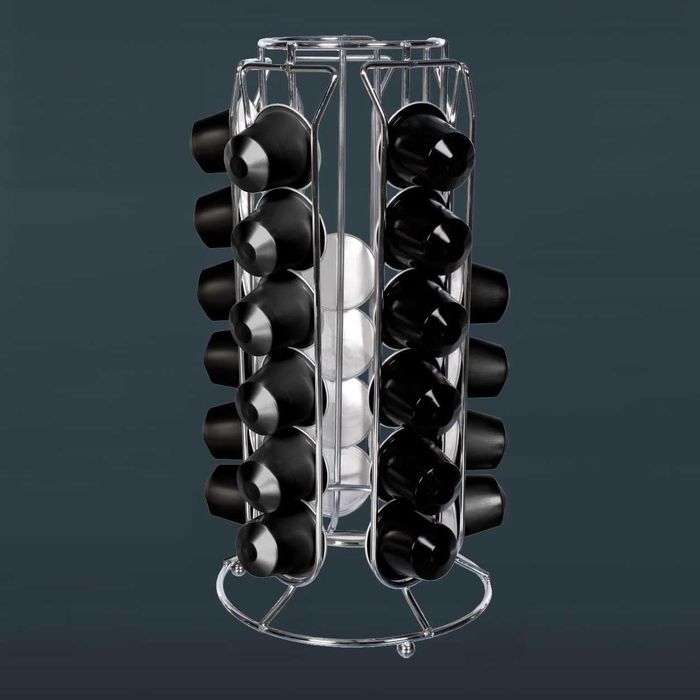 Suport metalic pentru capsule cafea Nespresso 30 bucati inox 10x25cm