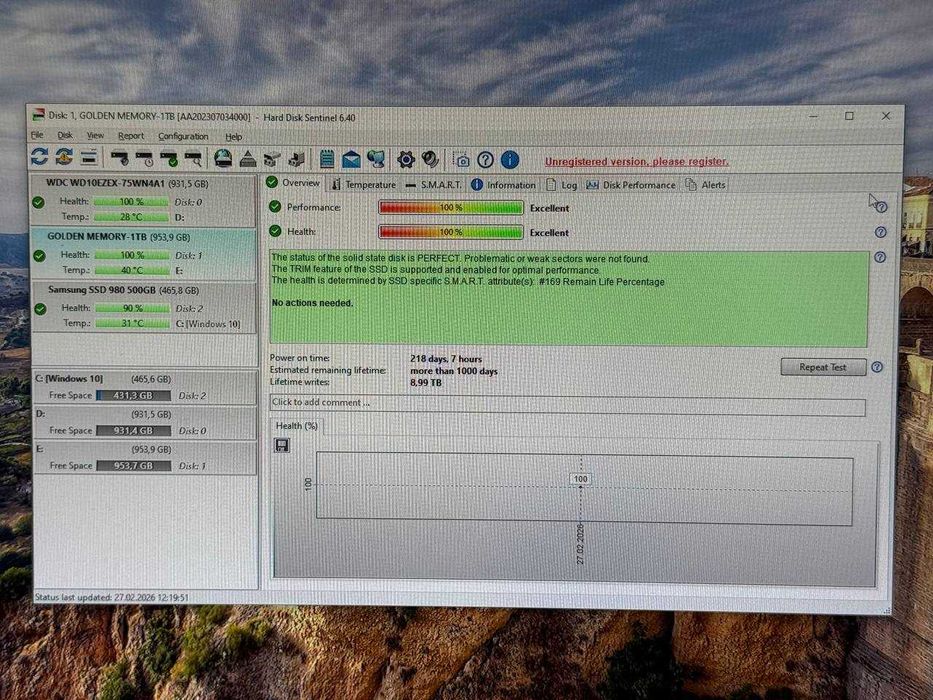 Golden Memory 1TB SSD Health:100%