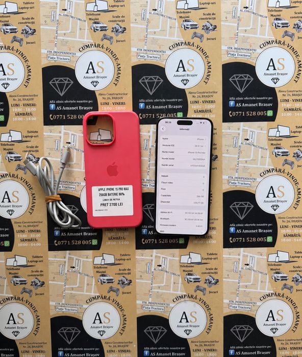 Apple iPhone 15 PRO Max White 256Gb impecabil