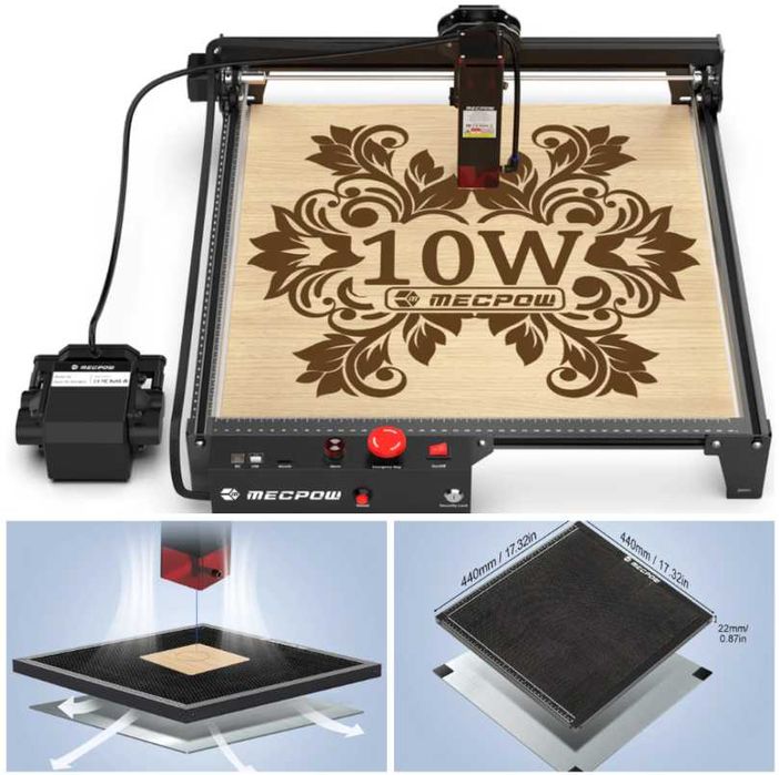 Laser CNC X3 Pro, 10W optic, 410x400mm + Air assist + Fagure - NOU