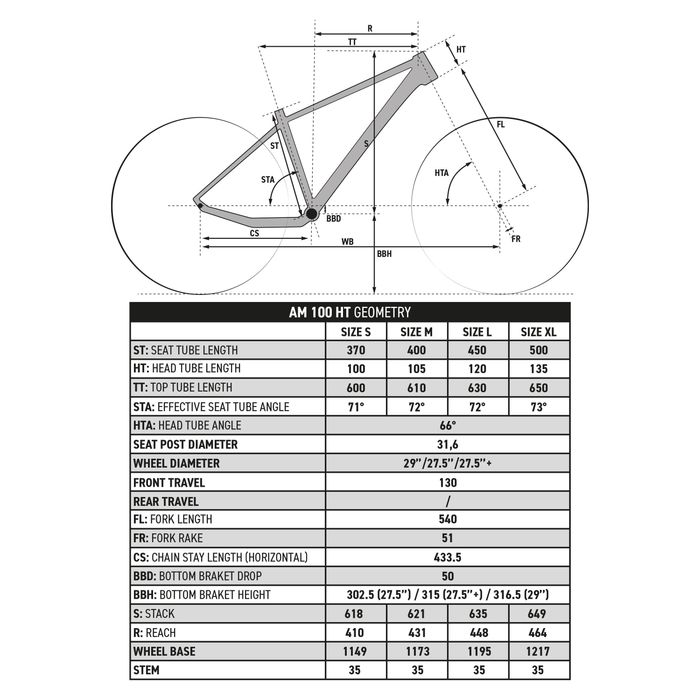 Bicicletă Mtb Am 100 hardtail - L - produs resigilat Decathlon