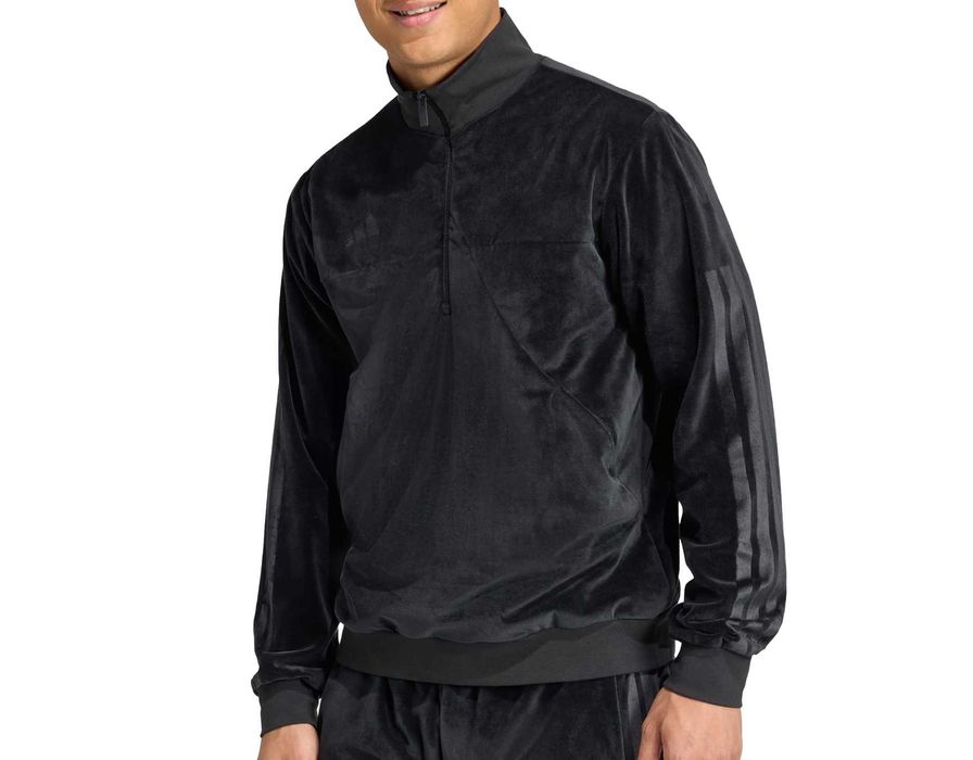 adidas men VELOUR HALF ZIP Track Top
