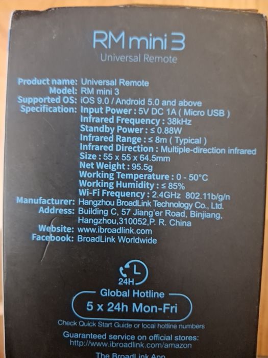 Telecomanda inteligenta Broadlink RM Mini 3, Wi-fi, 4G (Negru)