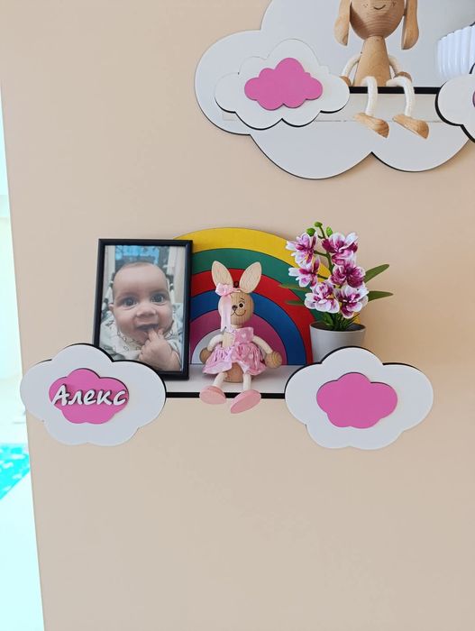 Етажерка облак детска стая облаче рафтче индивидуална изработка