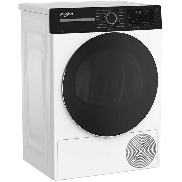 NOU! Uscator de rufe WHIRLPOOL WPS D8 WBS EE 6th Sense Pompa de caldura 8 kg 15 programe Clasa D alb