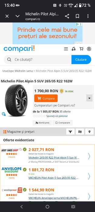 265 35 22 Michelin Pilot 5 SUV