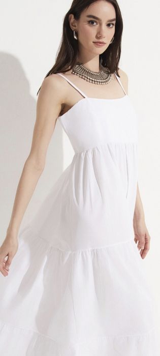 Rochie lunga alba de vara June / stil Zara Massimo Dutti Guess