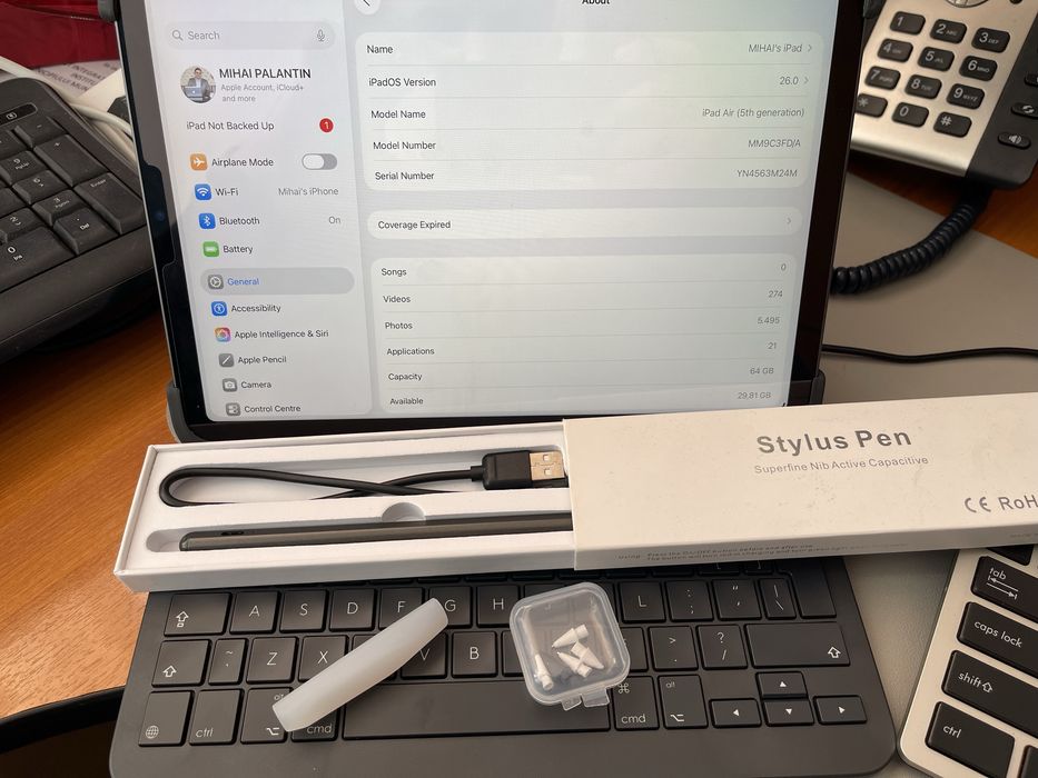 Tabletă iPad Air 5 M1 8GB Ram + Apple Pencil 2 + Logi Folio Pro