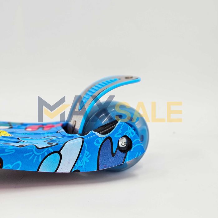 Детска тротинетка 3 светещи колела синьо / многоцветно триколка колело