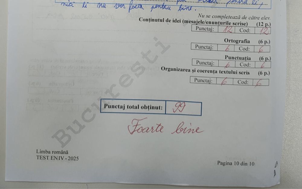 Meditații română, matematică și engleză