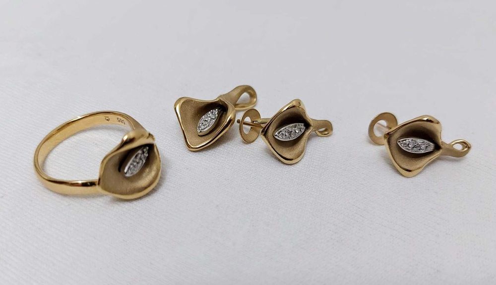 Set nou manufacturat bijuterii din aur cu pietre pretioase