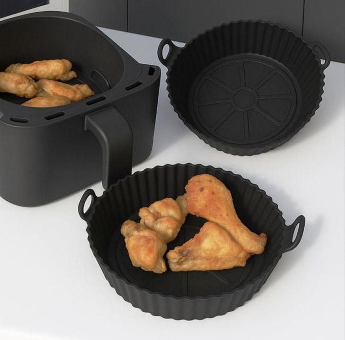 Силиконова форма за печене за Air Fryer в черен цвят, Ø23x7см