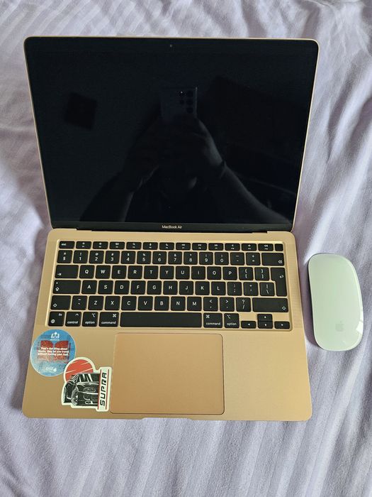 MacBook Air M1 roz si Magic Mouse 2