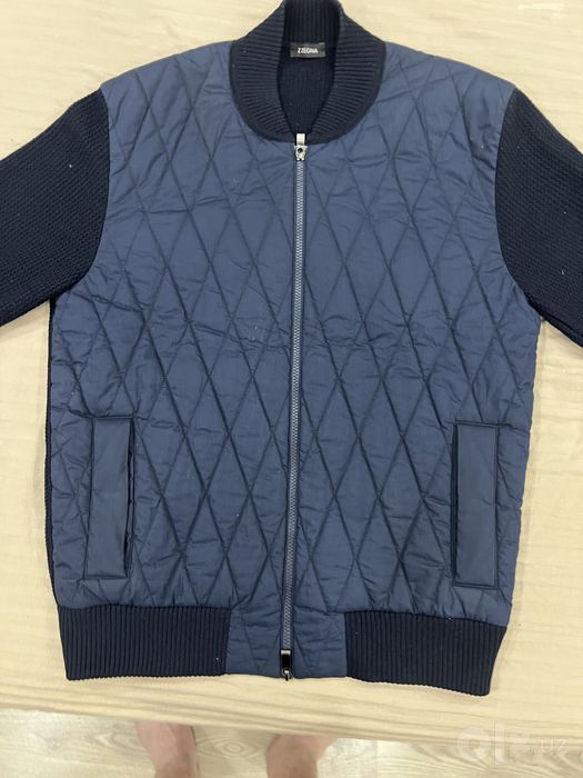 Z Zegna — мужская стёганая куртка-кардиган, Navy, размер XL