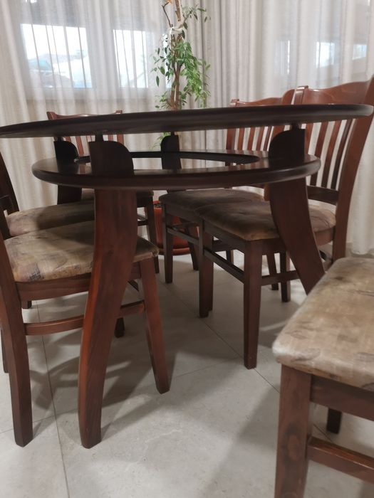 Мааса от масив със 6 стола от масив