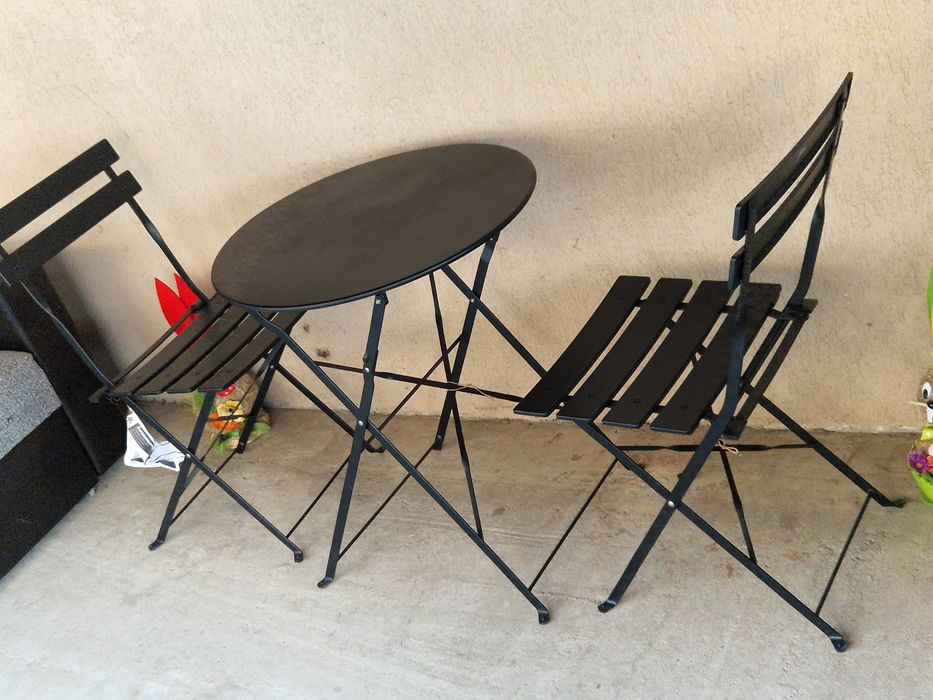 Set bistro terasă gradina scaune cu masă metalice solide rezistente
