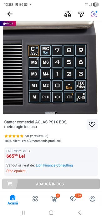 Cantar electronic comercial Aclas PS1X  BLS.