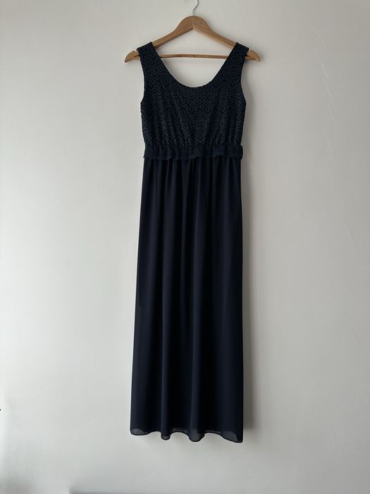 Rochie lunga vaporoasa bleumarin, L-XL