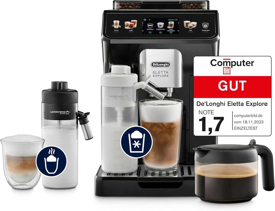 Кафеавтомат DELONGHI ELETTA ЕXPLORE ECAM450.65.G LATTECREMA HOT TECHNOLOGY 1800.00 ml АВТОМАТИЧНА КАПУЧИНО СИСТЕМА 19.00 bar, ОПЦИЯ ЗА МЛЯНО КАФЕ