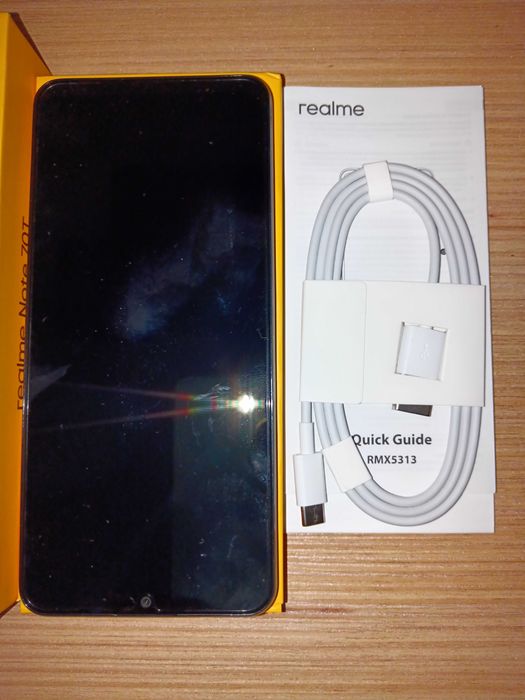 ПРОДАВАМ,НОВ Смартфон Realme Note 70T 4GB RAM 128GB ЗЛАТИСТ