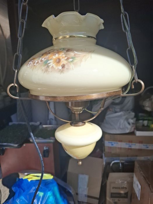 Accesoriu lumina vintage colectie alama opalina Suedia 1960