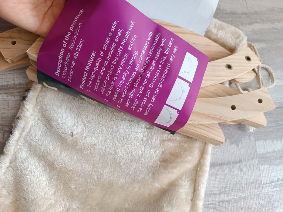 hamac patut pat culcus pentru pisici cu doua fete, din lemn, nou