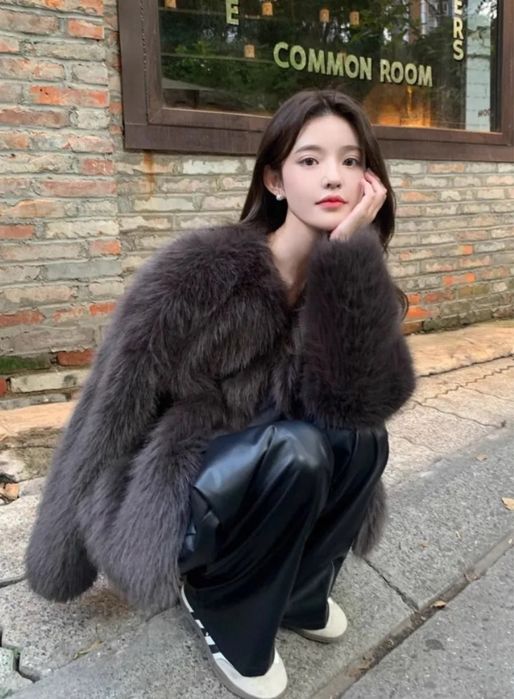 Шуба графит-мокко короткая