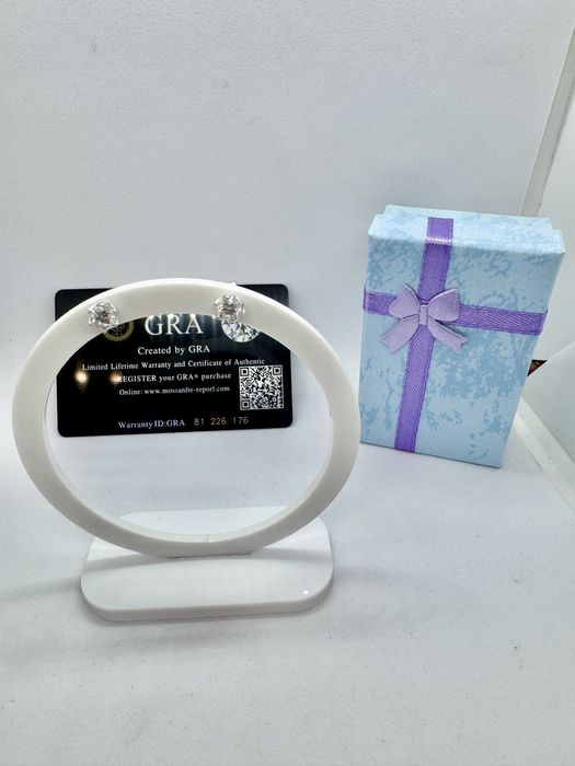 Сребърни обеци с мойсанит (Диамант) 0.5 карата