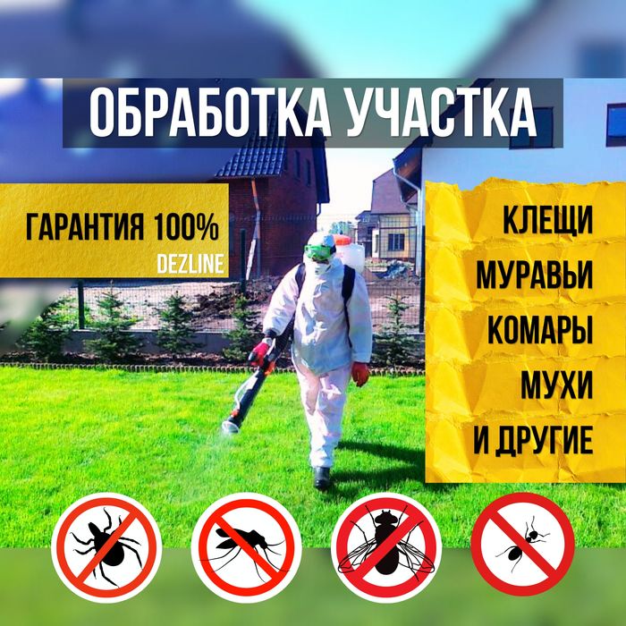 Обработка территорий участок от клещей и насекомых