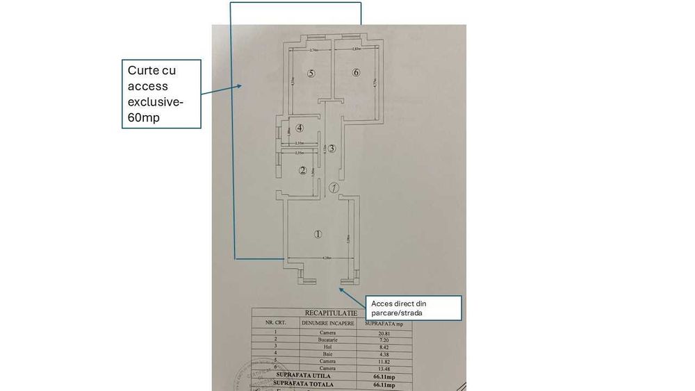 Apartament 3 camere si curte proprie, bloc nou