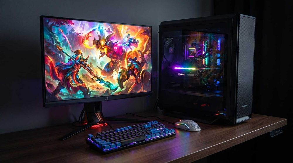 Геймърски компютър Ryzen 7 5800X3D RTX 3080 12GB и монитор ASUS ROG 240Hz