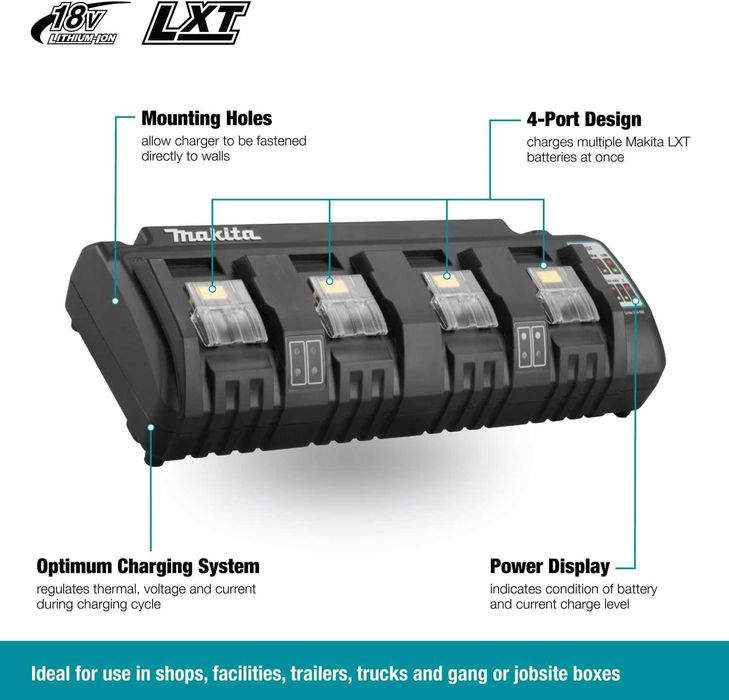 Зарядно устройство за 4 батерии MAKITA DC18SF 14,4V 18V
