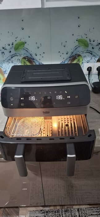 Friteuza cu aer cald dubla BEKO ExpertFry FRL6488, 9.5l, 2400W, negru-argintiu